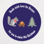 Kerst Eekhoorn Roosteren Hazelnoten op Log Fire Labels (Design 1)