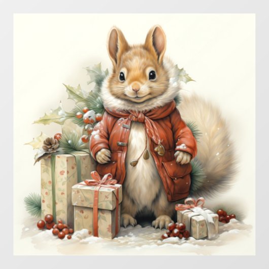 Kerst Eekhoorn venster Cling Raamsticker (Vel)