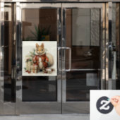 Kerst Eekhoorn venster Cling Raamsticker (Kantoordeur)