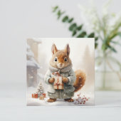 Kerst Eekhoorn Wenskaart Feestdagenkaart (Staand voorkant)