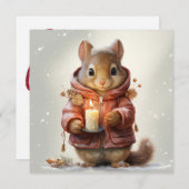 Kerst Eekhoorn Wenskaart Feestdagenkaart (Voorkant / Achterkant)