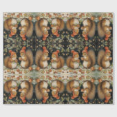 Kerst eekhoorns delen noten Holly Cadeaupapier (Vlak)