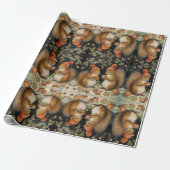 Kerst eekhoorns delen noten Holly Cadeaupapier (Uitgerold)