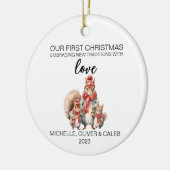 Kerst Eekhoorns Familie van Drie Keramisch Ornament (Links)