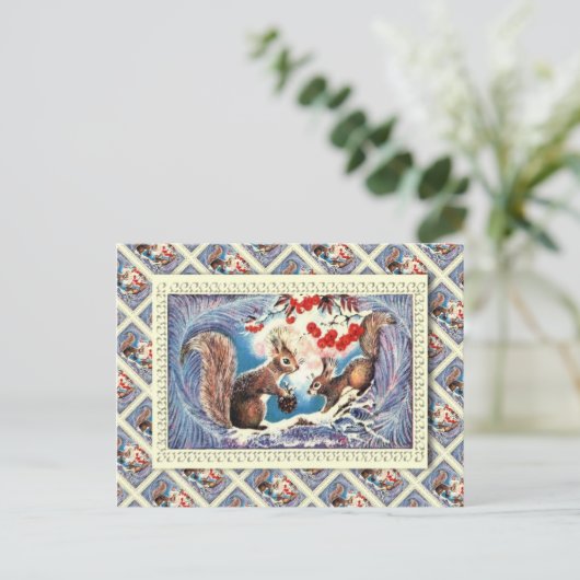  kerst, eekhoorns thuis feestdagenkaart (Staand voorkant)