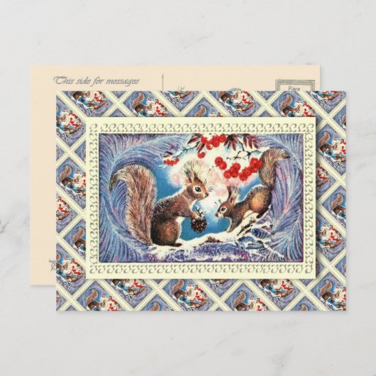 kerst, eekhoorns thuis feestdagenkaart (Voorkant / Achterkant)