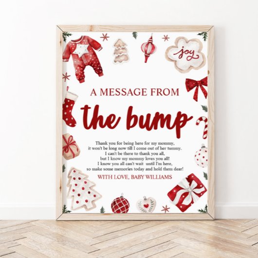 Kerst Een bericht van het Bump Baby shower teken Poster