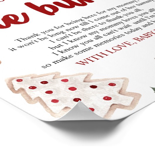 Kerst Een bericht van het Bump Baby shower teken Poster (Hoek)