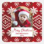 Kerst Een foto Winter Elegant Feestelijk Vierkante Sticker (Voorkant)