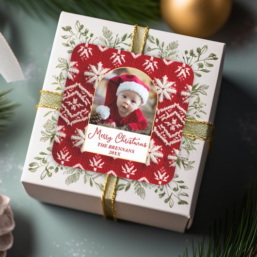 Kerst Een foto Winter Elegant Feestelijk Vierkante Sticker