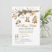 Kerst Een vrolijk klein Baby shower Ornament Kaart (Staand voorkant)