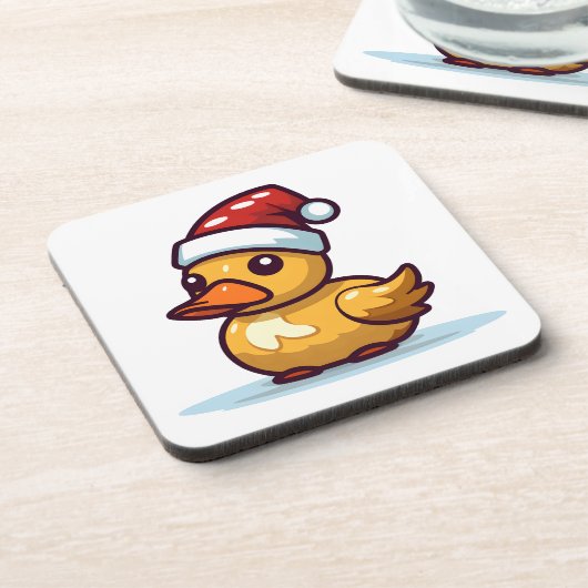 Kerst Eend in Santa hoed Bier Onderzetter (Linkerzijde)