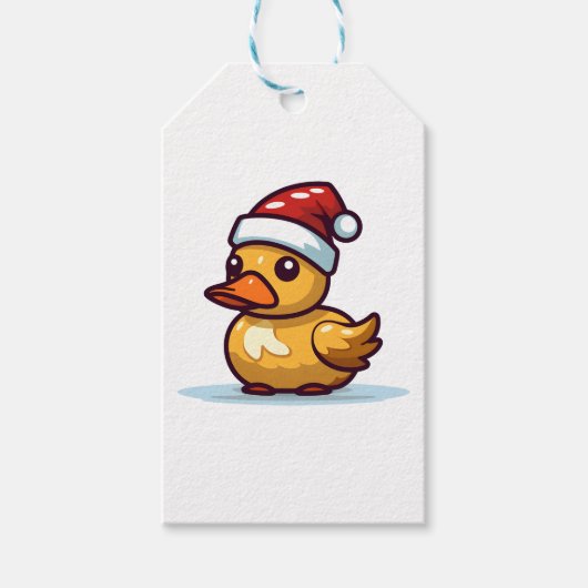 Kerst Eend in Santa hoed Cadeaulabel (Voorkant)
