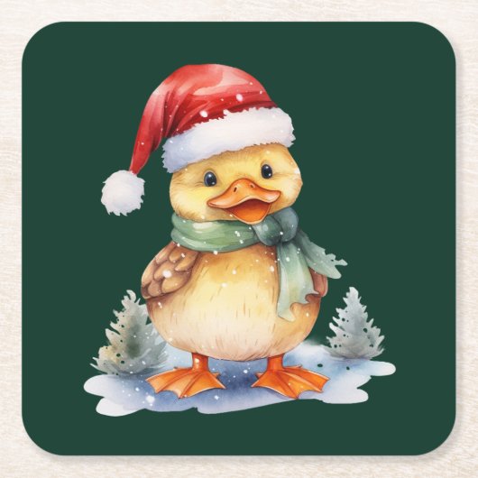 Kerst Eend Kartonnen Onderzetters (Voorkant)