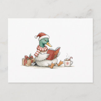 Kerst eend leesboek voor gezellige vakantie lezers briefkaart