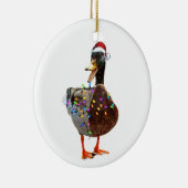 Kerst Eend met pet en verlichting Keramisch Ornament (Rechts)