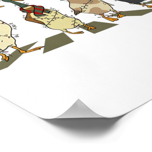 Kerst Eenden Xmas Tree Lights Eend Kerstmis Fa Poster (Hoek)