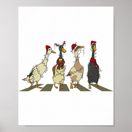 Kerst Eenden Xmas Tree Lights Eend Kerstmis Fa Poster (Voorkant)