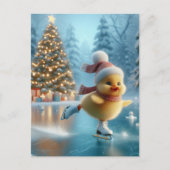 Kerst eendje schaatsen briefkaart (Voorkant)