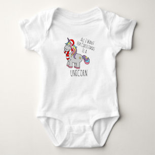 Kerst eenhoorn baby body romper