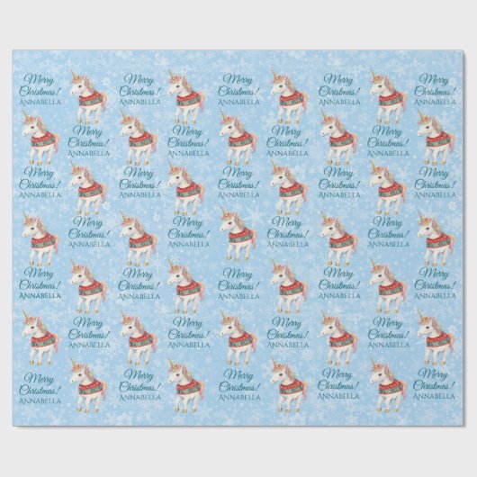  kerst eenhoorn cadeaupapier (Vlak)