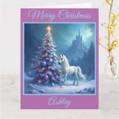 Kerst Eenhoorn en Sprookjeskasteel Kaart (Gele Bloem)