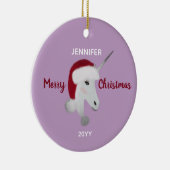 Kerst Eenhoorn gepersonaliseerd Keramisch Ornament (Rechts)