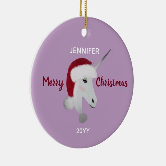 Kerst Eenhoorn gepersonaliseerd Keramisch Ornament (Rechts)