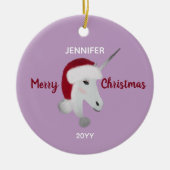 Kerst Eenhoorn gepersonaliseerd Keramisch Ornament (Voorkant)