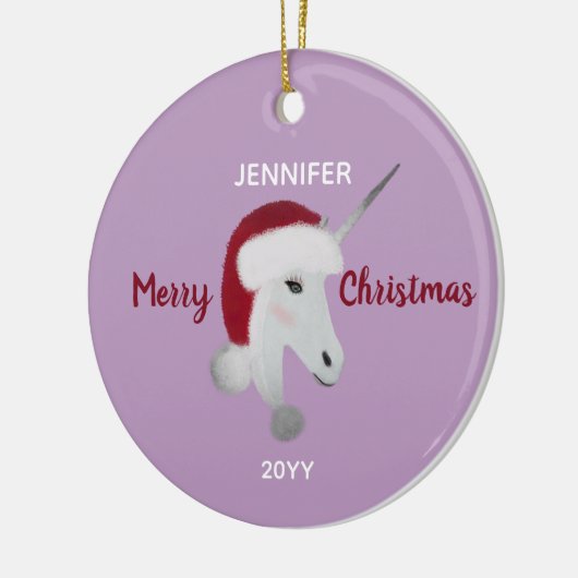 Kerst Eenhoorn gepersonaliseerd Keramisch Ornament (Links)