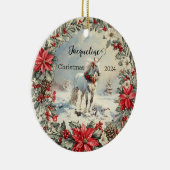 Kerst Eenhoorn Gepersonaliseerde Ornment Keramisch Ornament (Rechts)