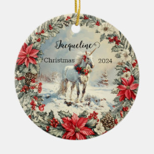 Kerst Eenhoorn Gepersonaliseerde Ornment Keramisch Ornament