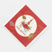 Kerst Eenhoorn Gezicht Feest Meisjes Rood Goud Servet (Hoek)