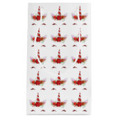 Kerst Eenhoorn Gezicht Rode Glitter Bloemen Wimper Klein Cadeauzakje (Voorkant)