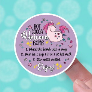 Kerst Eenhoorn Hot Cacao Bomb Instructies Sticker
