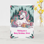 Kerst Eenhoorn Kaart (Gele Bloem)