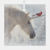 Kerst Eenhoorn Kardinaal Holiday Glas Ornament (Voorkant)