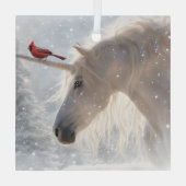 Kerst Eenhoorn Kardinaal Holiday Glas Ornament (Achterkant)