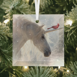 Kerst Eenhoorn Kardinaal Holiday Glas Ornament
