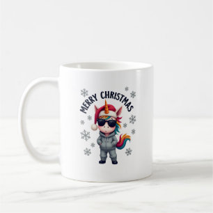 Kerst eenhoorn kerstman hoed T-shirt (3) Koffiemok