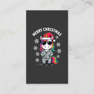 Kerst Eenhoorn Kerstman Hoed T-Shirt (3) Visitekaartje