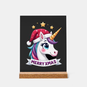 Kerst Eenhoorn Lange Mouwen T-Shirt Acryl Bord