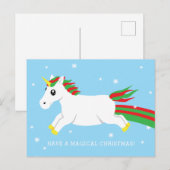 Kerst Eenhoorn Magisch Vakantie Briefkaart (Voorkant / Achterkant)