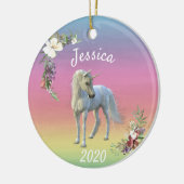 Kerst Eenhoorn magische Fantasie regenboog Keramisch Ornament (Links)