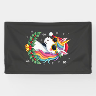Kerst eenhoorn meisjes jongens Kerstmis kerstman s Spandoek