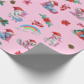 Kerst Eenhoorn Santa Wrapping Papier Kinder Meisje (Hoek)