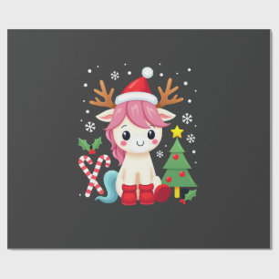 Kerst Eenhoorn Schattig Magisch Kerst Peuter Meisj Cadeaupapier