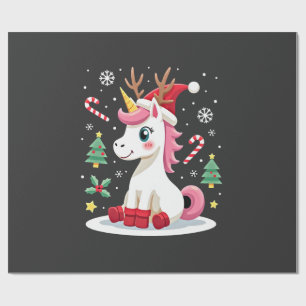 Kerst eenhoorn Schattig Magisch Kerst Peuter Meisj Cadeaupapier