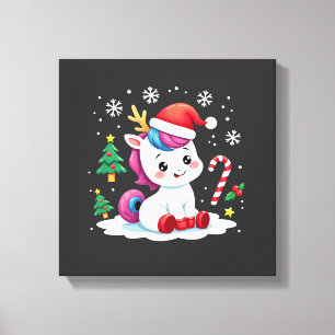 Kerst Eenhoorn Schattig Magisch Kerst Peuter Meisj Canvas Afdruk