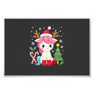 Kerst Eenhoorn Schattig Magisch Kerst Peuter Meisj Foto Afdruk